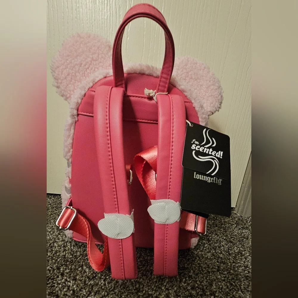 NWT Minnie Mouse Exclusive Hearts Strawberry Scented Sherpa Mini Backpack - Picture 4 of 6